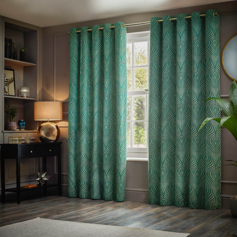 Paoletti Gatsby Emerald Jacquard Eyelet Curtain 183 x 168cm Image 6