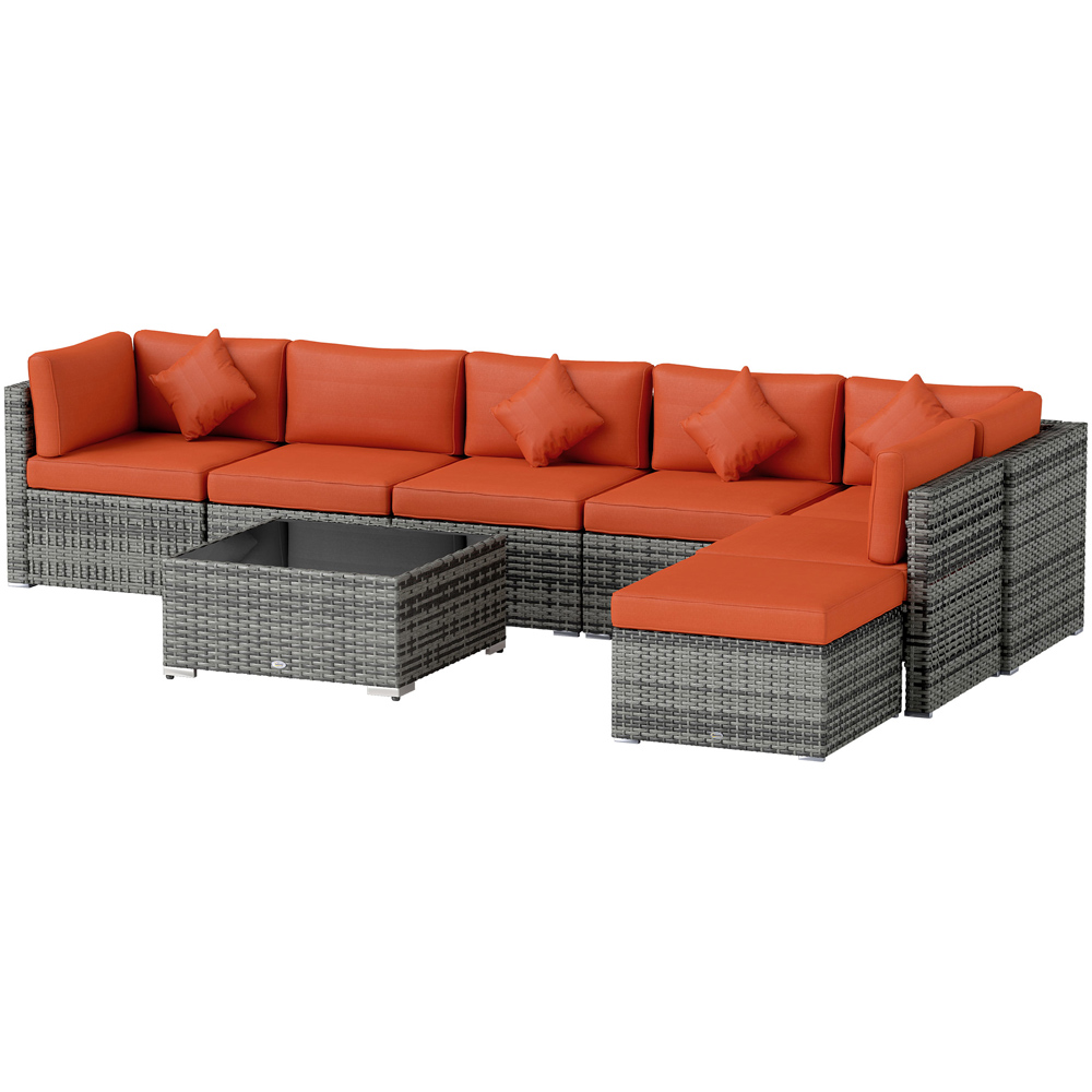 Outsunny 7 Seater Rattan Patio Sofa Set Orange Image 2