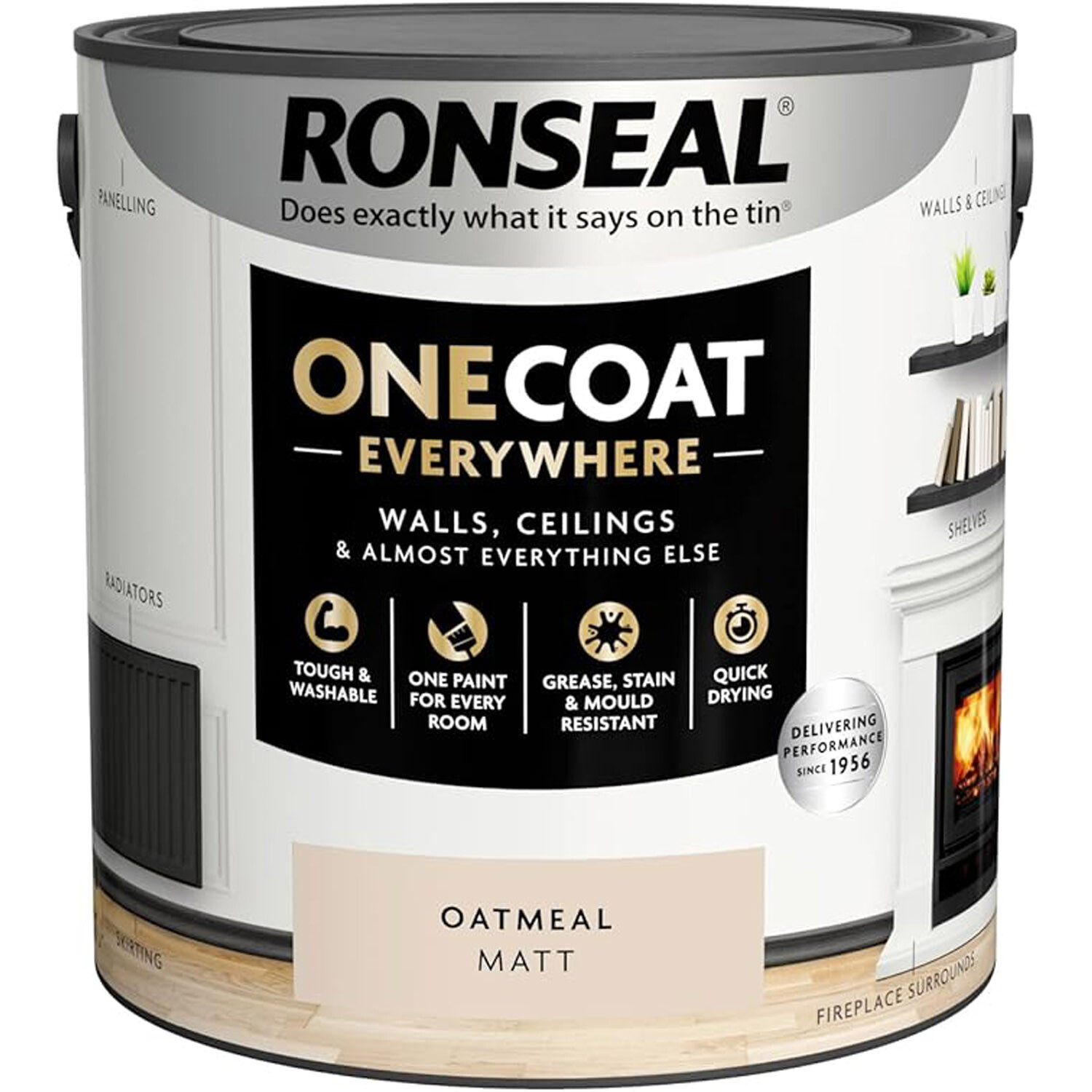 Ronseal One Coat Everywhere Interior Paint Oatmeal 2.5l Image 2