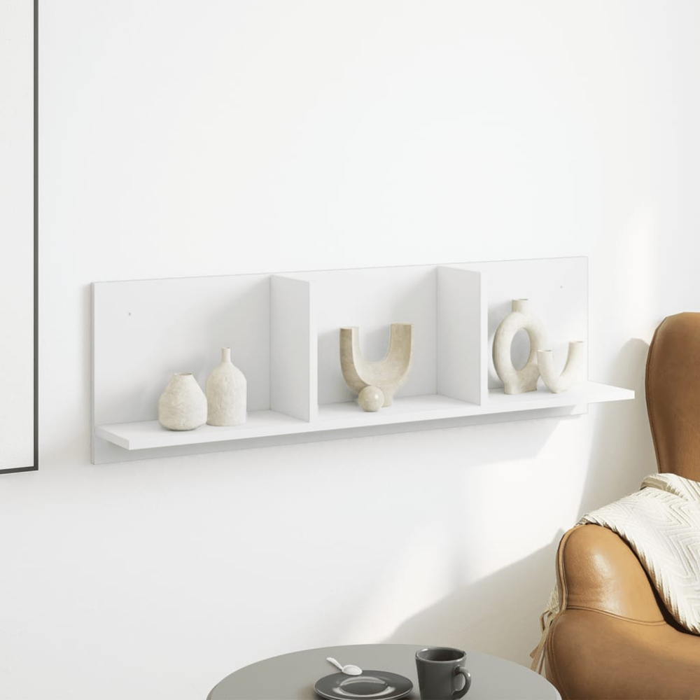 vidaXL 3 Shelf White Wall Cabinet Image 2