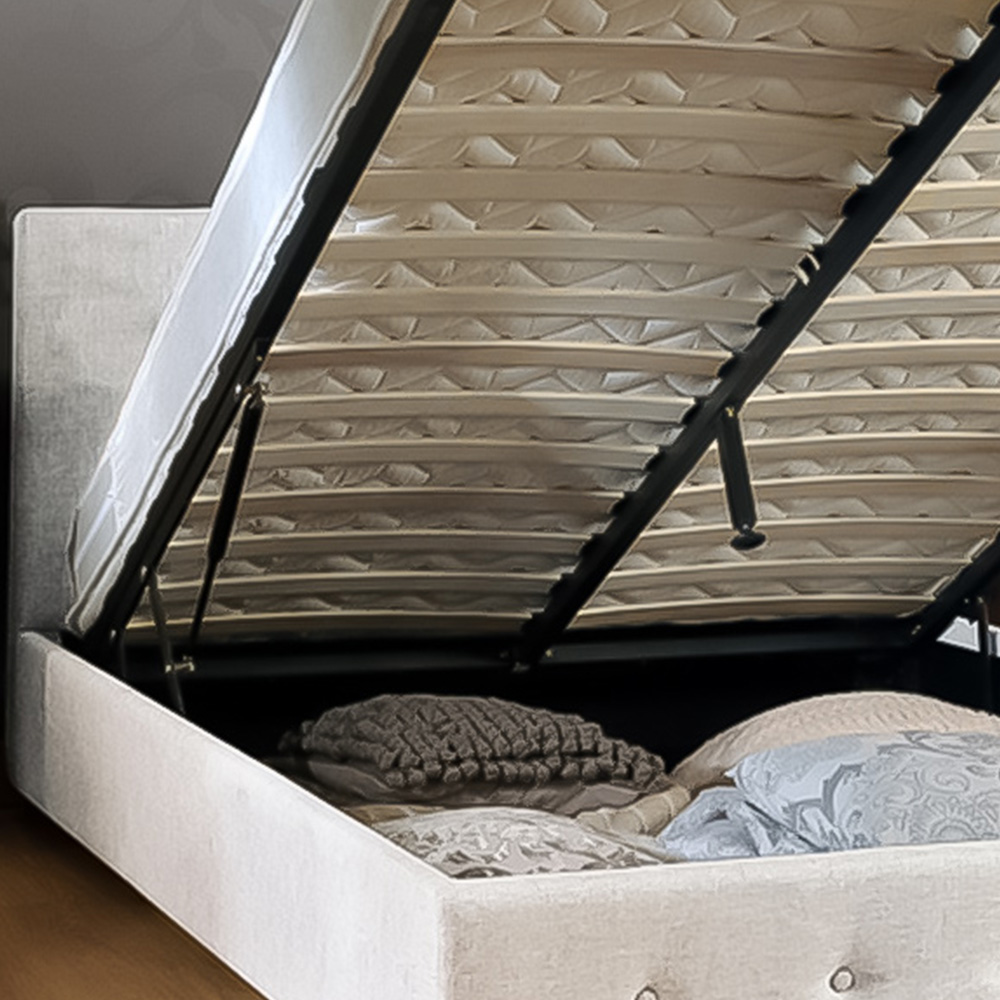 Brooklyn Single Cream Fabric Gaslift Ottoman Storage Bed Image 2