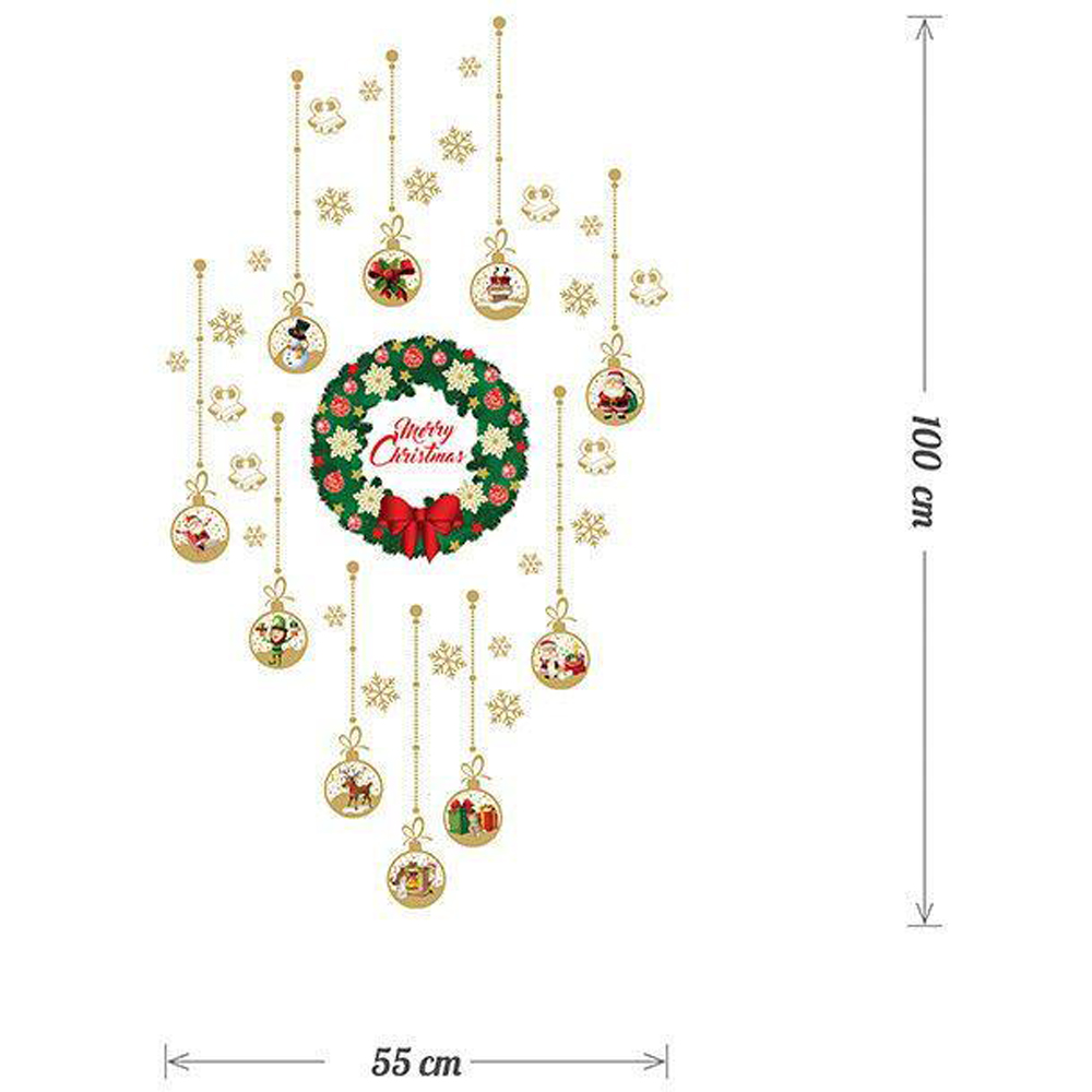 Walplus Shining Gold Christmas Wreath Garland Self Adhesive Wall Sticker Image 4