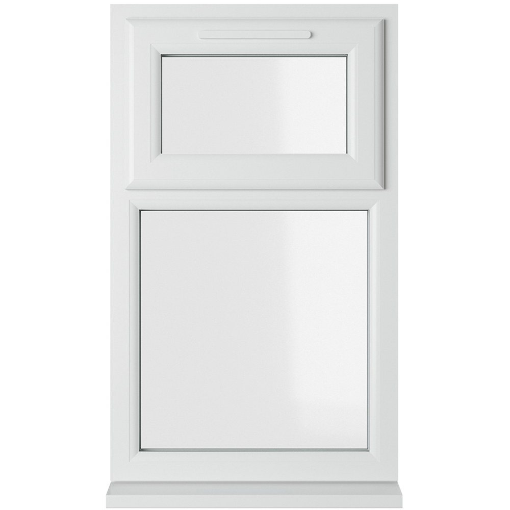 Crystal uPVC Double Glazed Window Top Hung Over Fixed Light White Clear Glass 905x1040mm Image 1