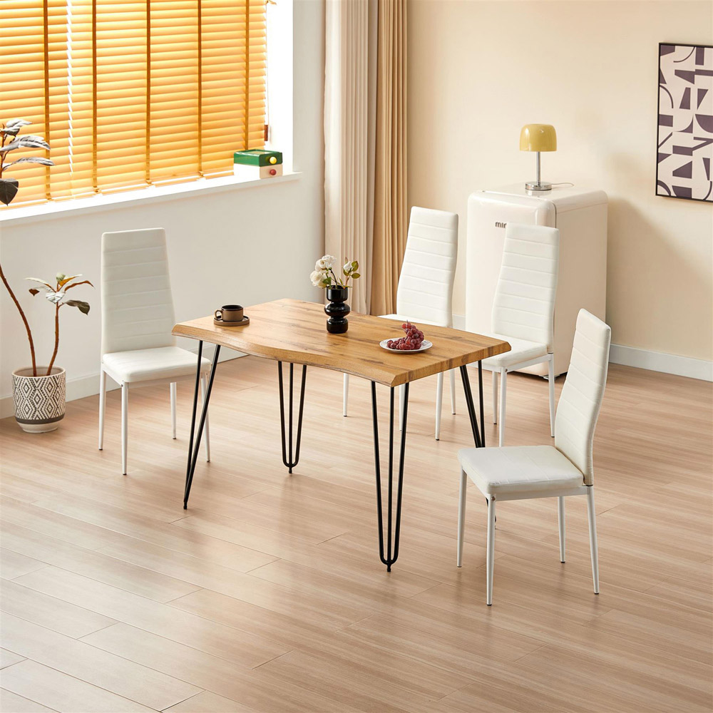 Kosy Koala 4 Seater Rustic Wooden Dining Set White Image 4