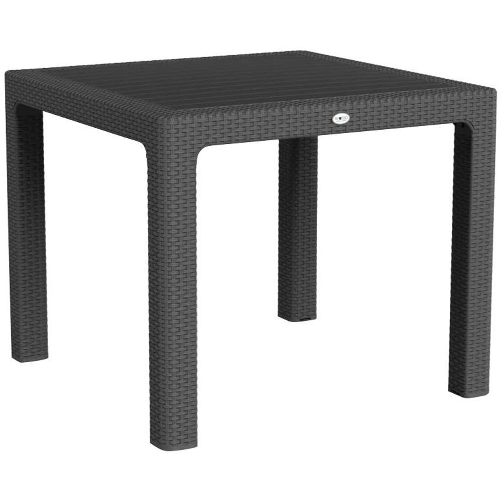 Harbour Housewares Noble 4 Seater Rattan Effect Garden Dining Table Anthracite Image 2