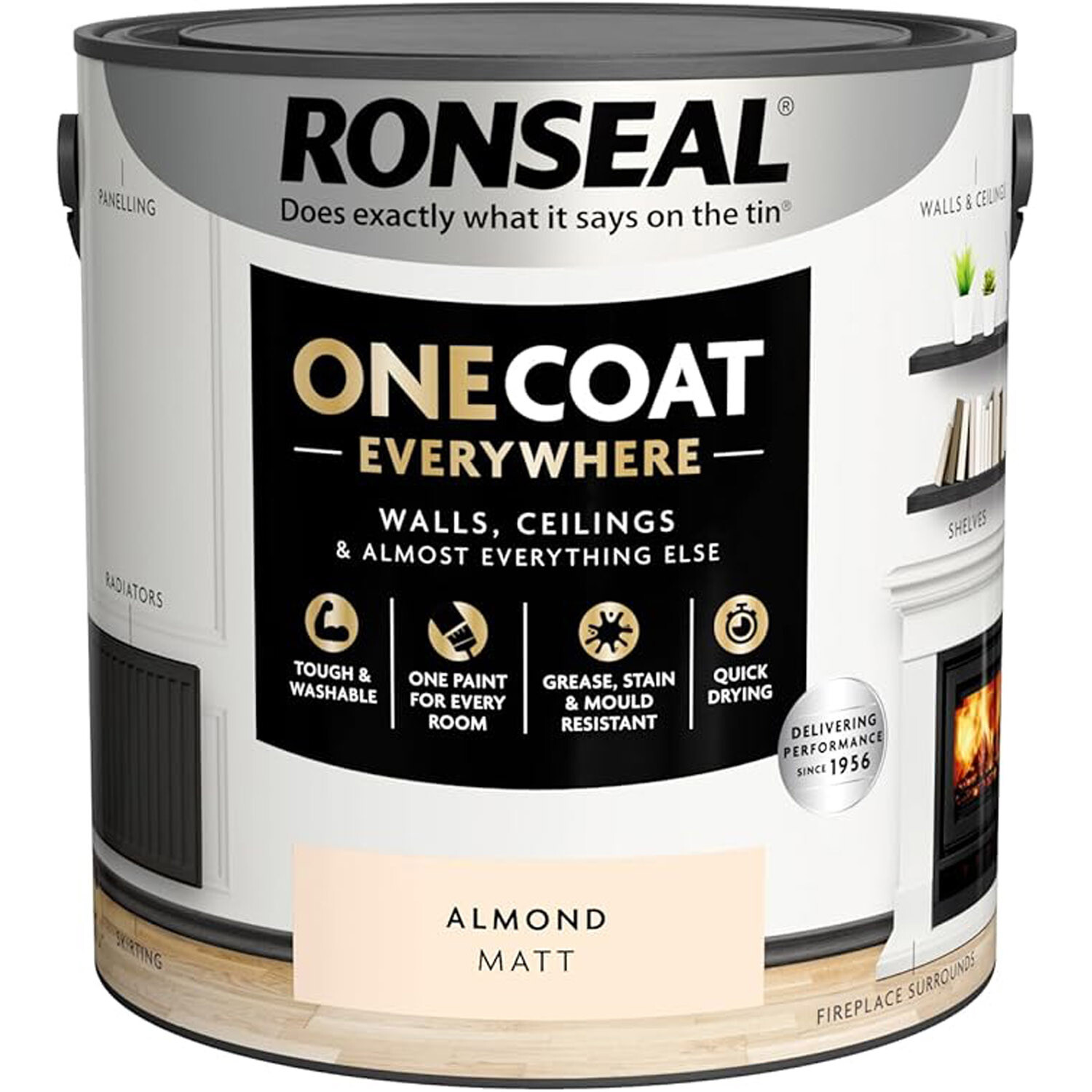 Ronseal One Coat Everywhere Interior Paint Almond 2.5l Image 2