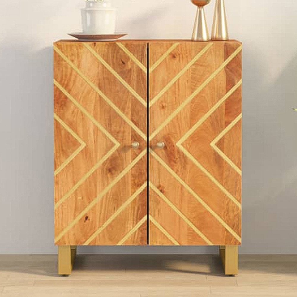 vidaXL Brown Mango Wood Side Cabinet Image