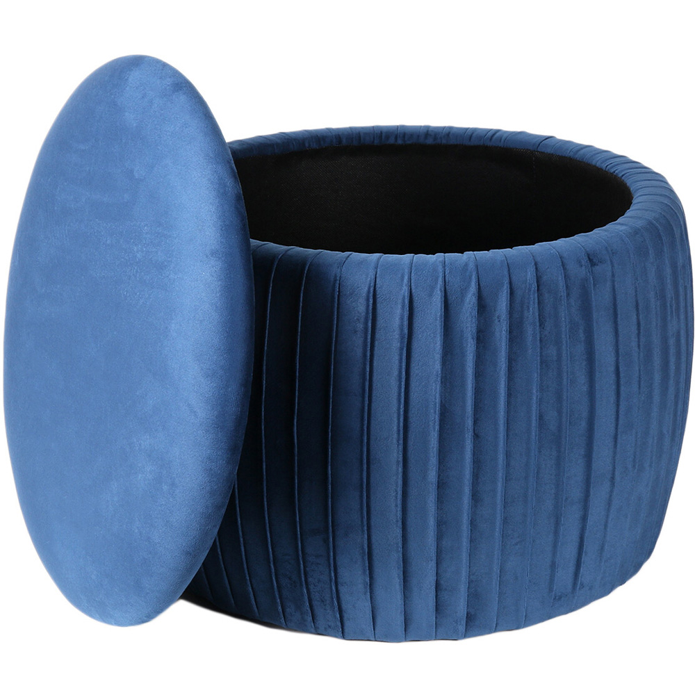 Navy Pleated Eclipse Footstool with storage Image 3