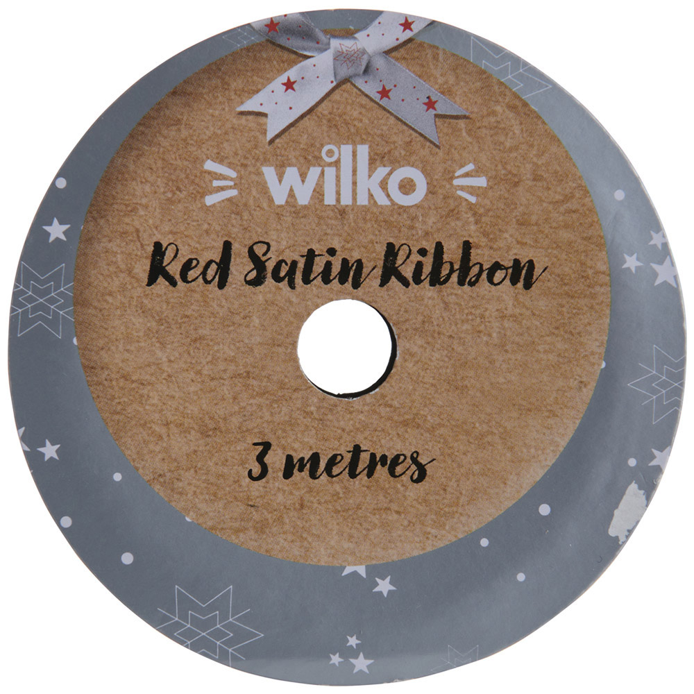 wilko Red Satin Ribbon 3m Image 3