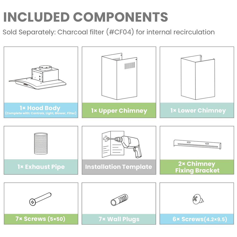 Comfee Stainless Steel Silver 60cm 3 Speed Wall Mounted Glass Cooker Hood Image 7