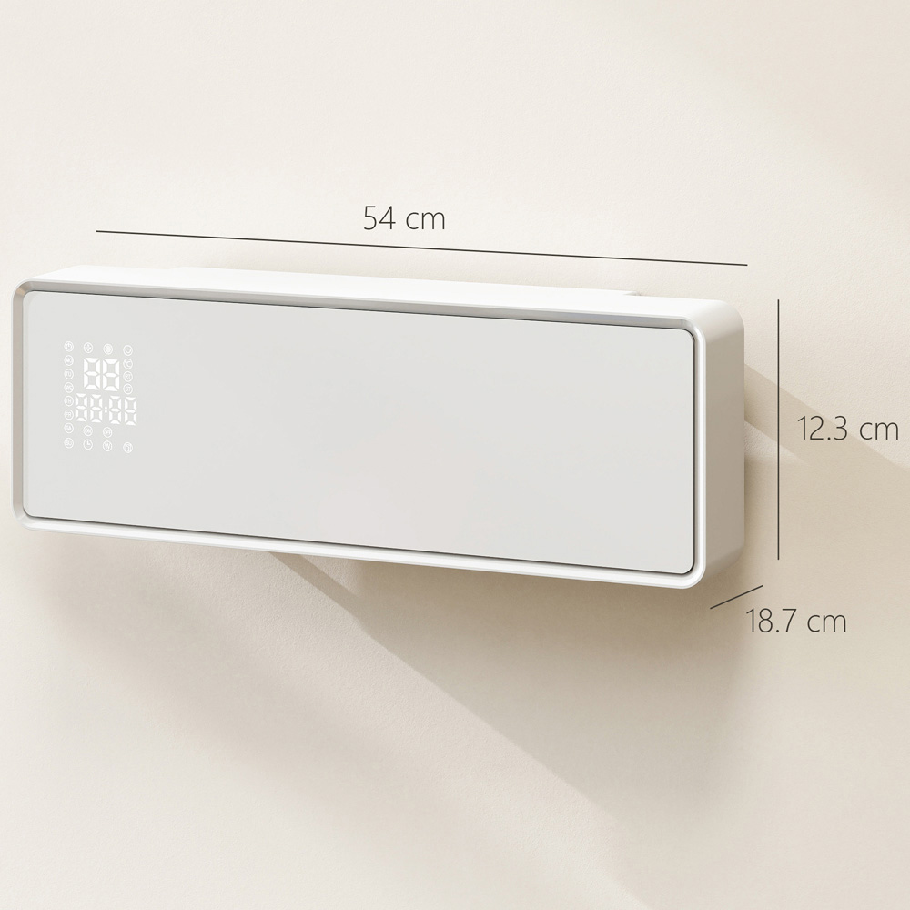 HOMCOM White Ceramic Wall Mounted Electric Heater with Fan 2000W Image 9
