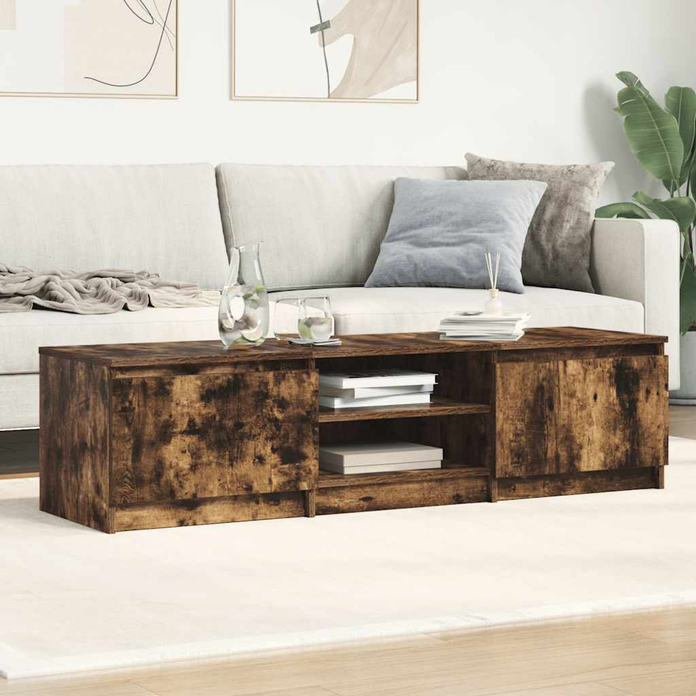 vidaXL 2 Door 2 Shelf Smoked Oak TV Cabinet Image 3