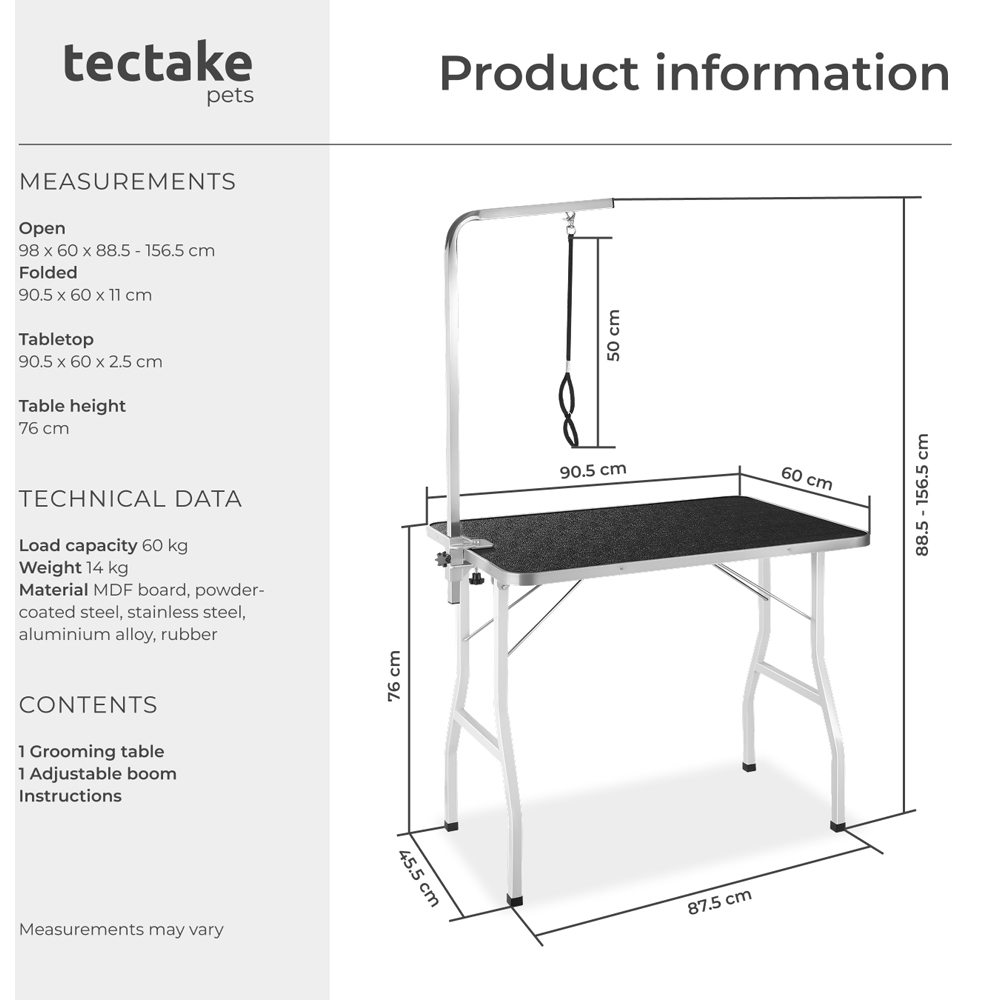 tectake Black and White Dog Grooming Table Image 8