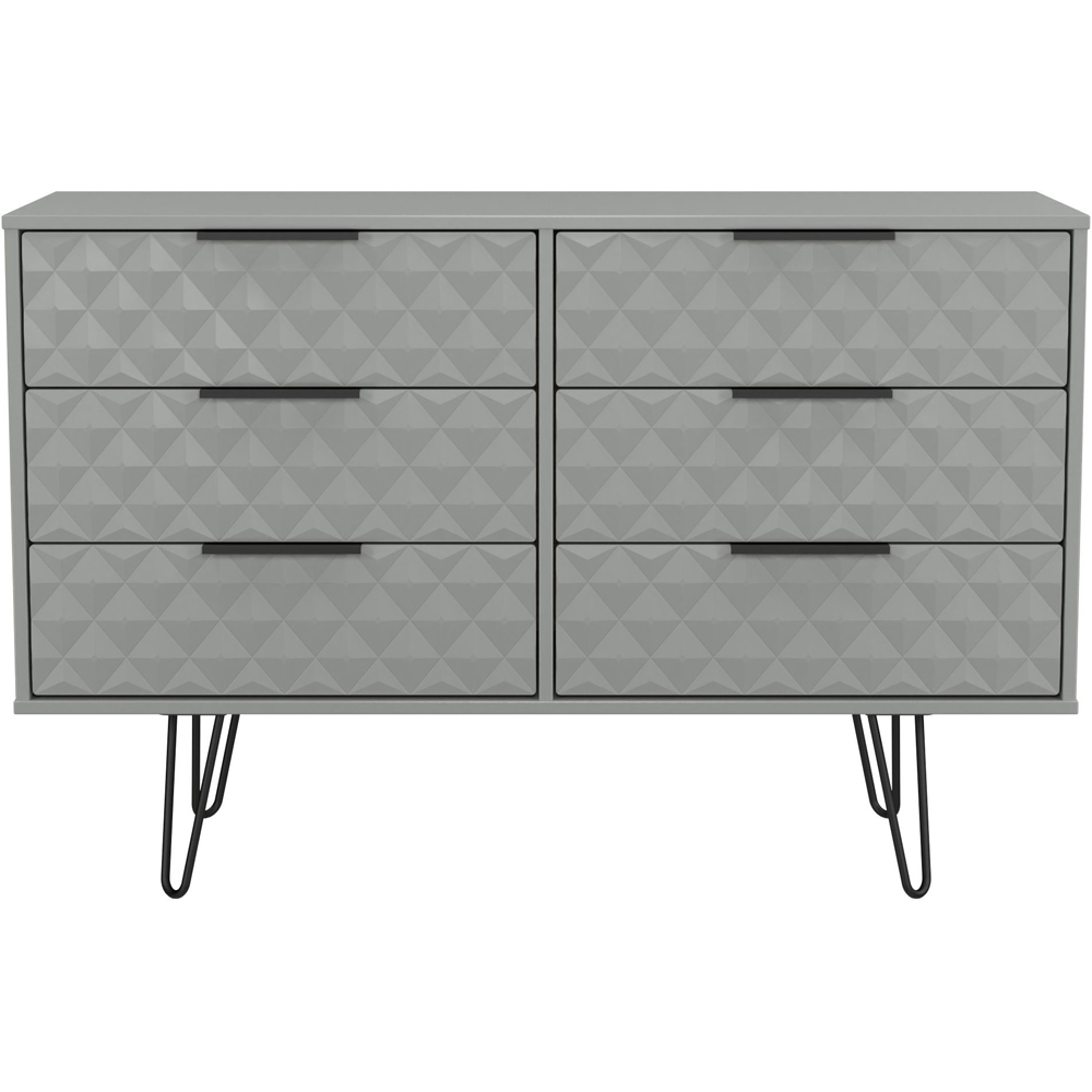 Crowndale Harlequin 6 Drawer Dusk Grey Wide Chest of Drawers Ready Assembled Image 3