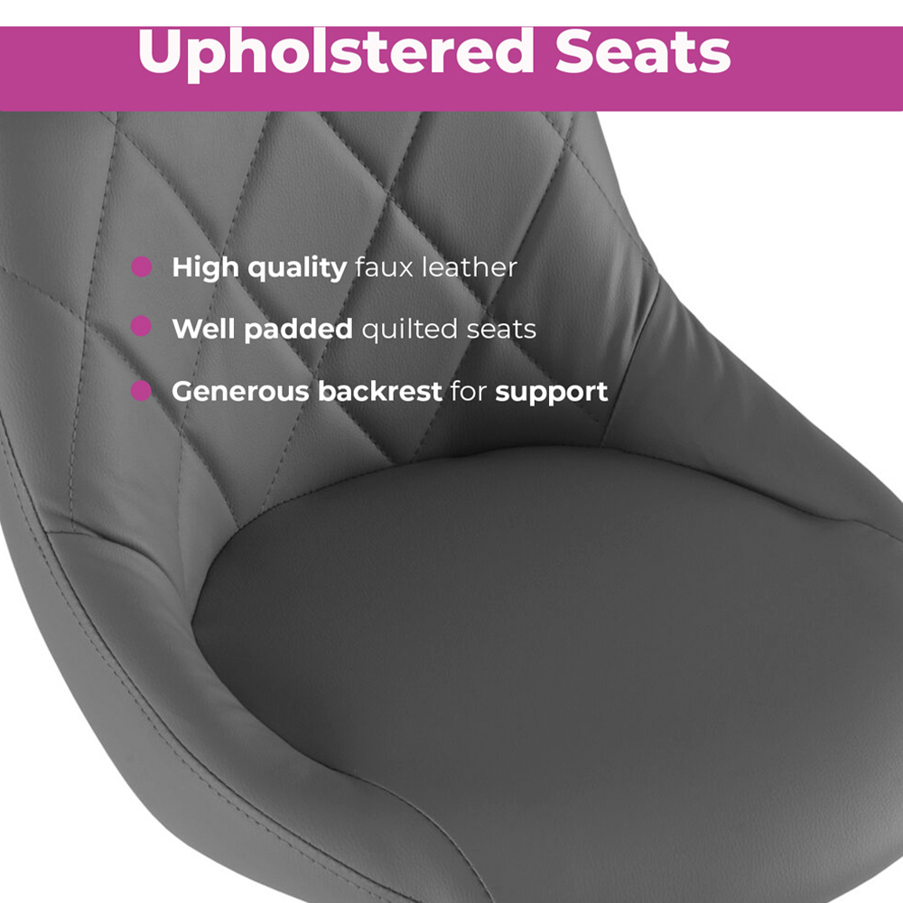 Neo Dark Grey and Black Leather Bar Stool Set of 2 Image 5