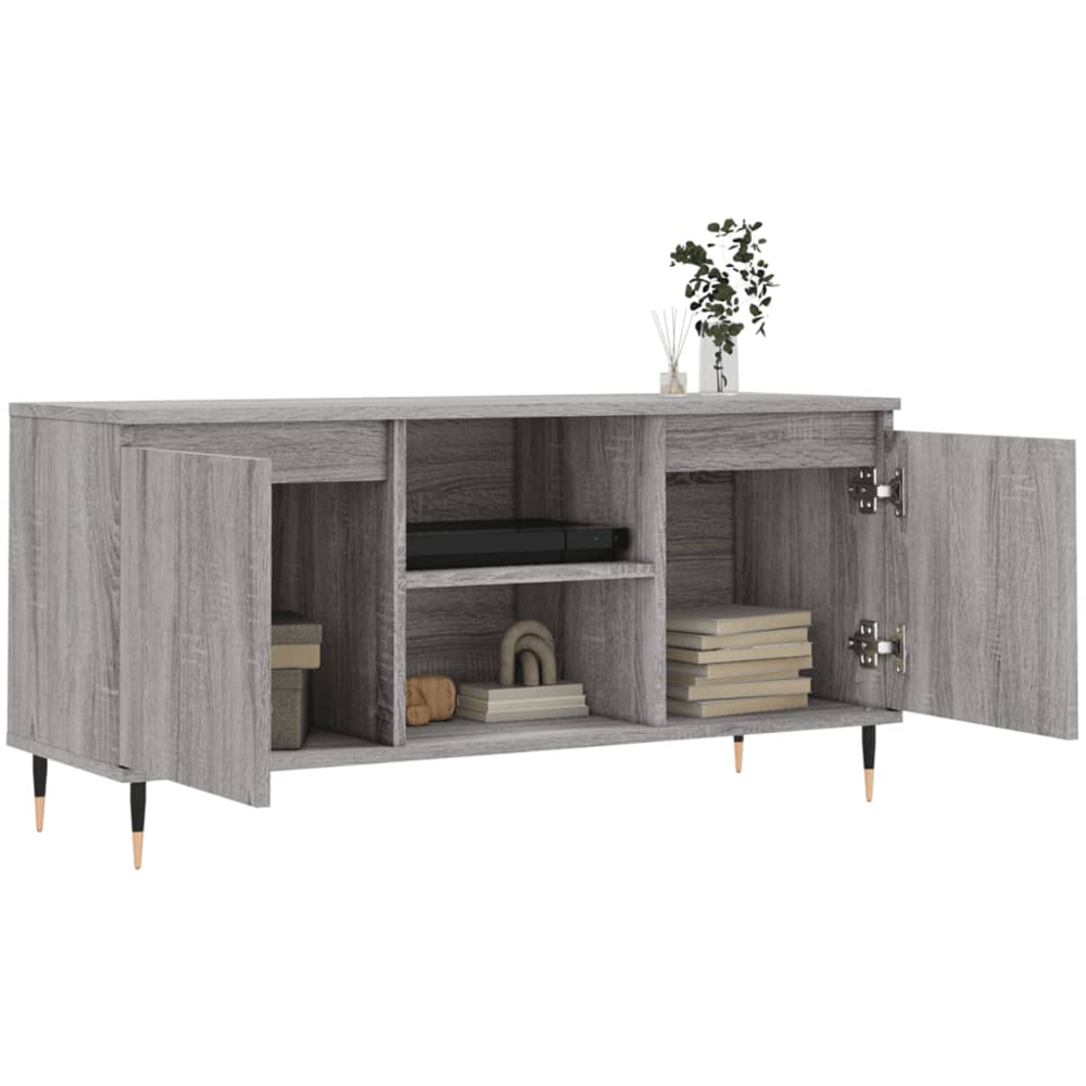 vidaXL 2 Door 2 Shelf Grey Sonoma TV Cabinet Image 4