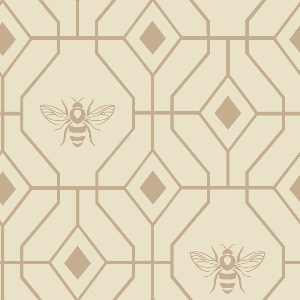 furn. Bee Deco Super King Champagne Duvet Set Image 4