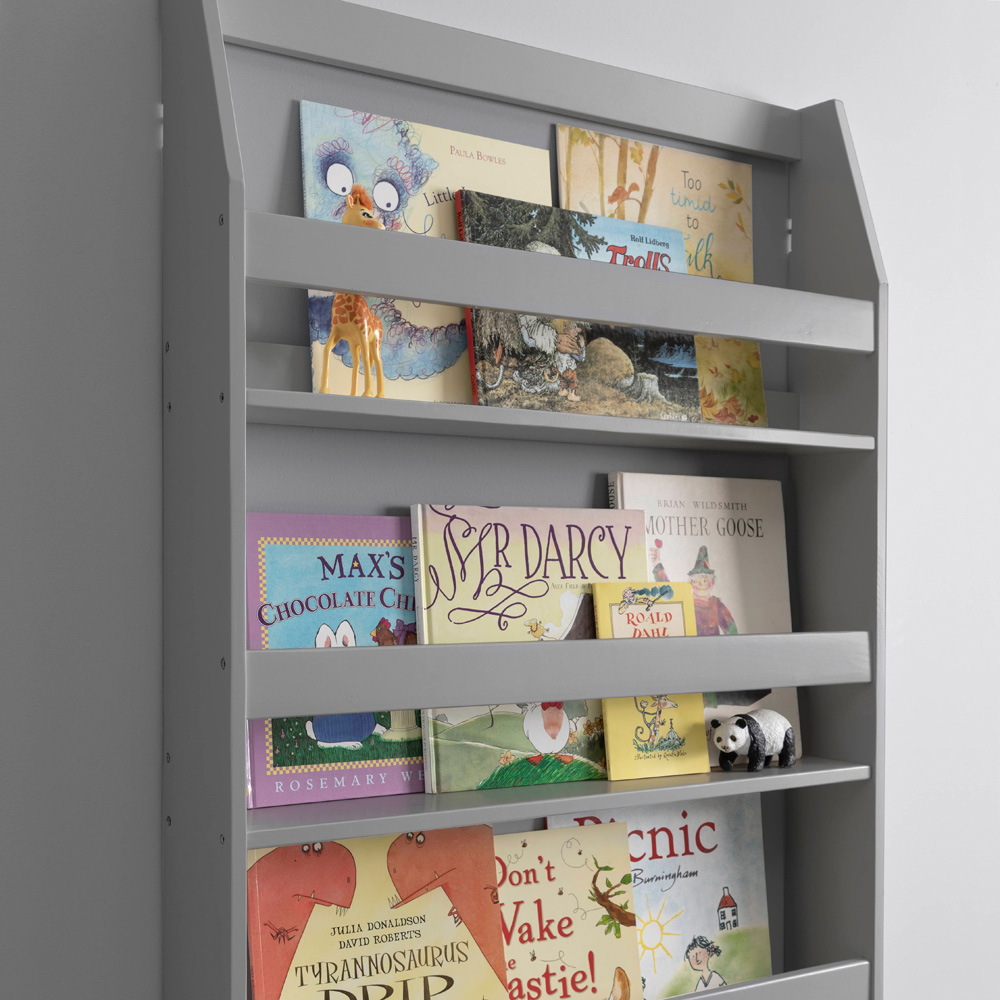 Noa and Nani Hakan 3 Shelf Silk Grey Wall Mounted Bookcase Image 5