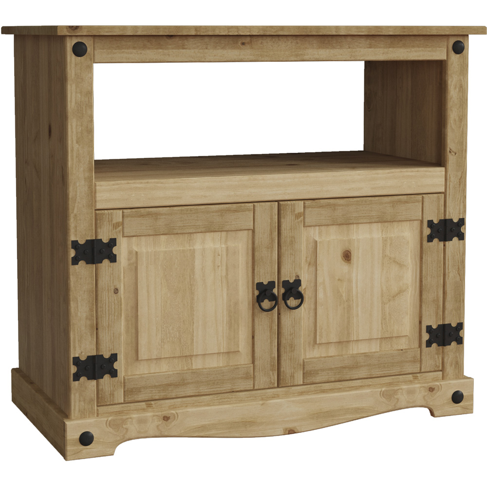 Vida Designs Corona 2 Door Single Shelf Pine Straight TV Unit Image 2