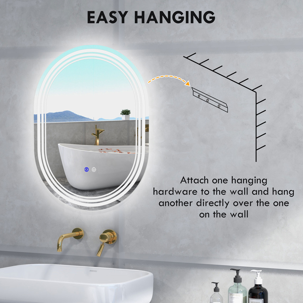 Portland Smart Touch LED Oval Bathroom Wall Mirror 80 x 60cm Image 3
