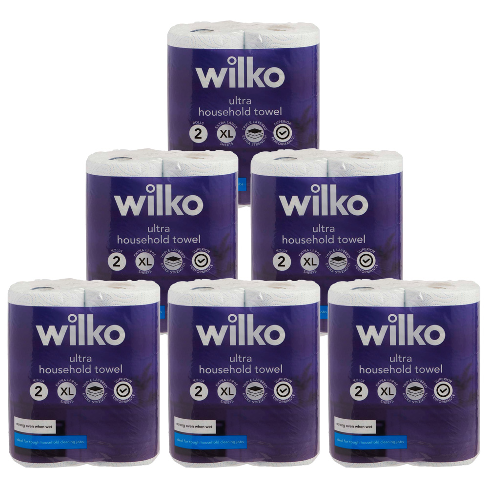Wilko Extra Strong Ultra Household Towel 3 Ply Case of 6 x 2 Rolls Image 1