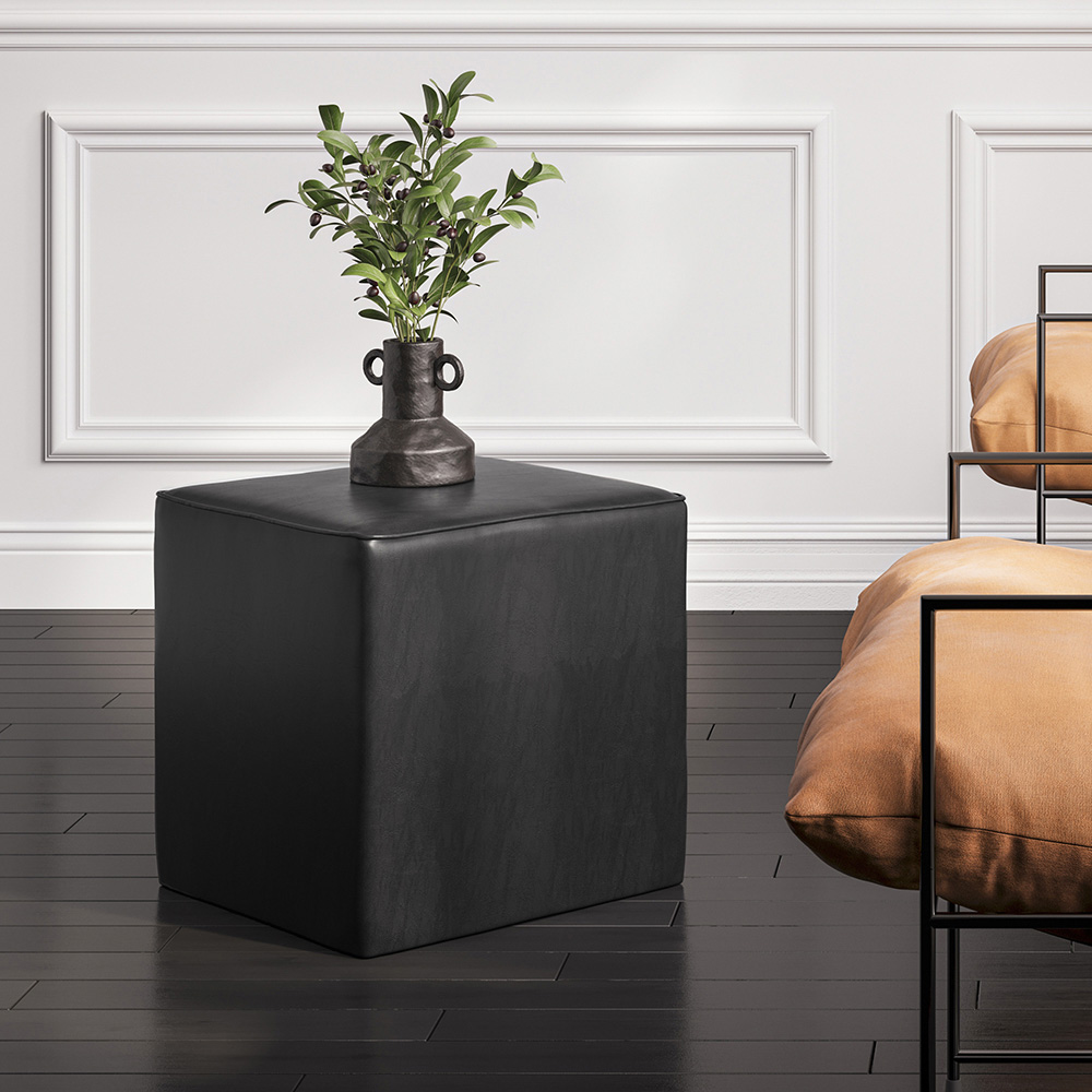 Bronx Black Faux Leather Side Table Image 5
