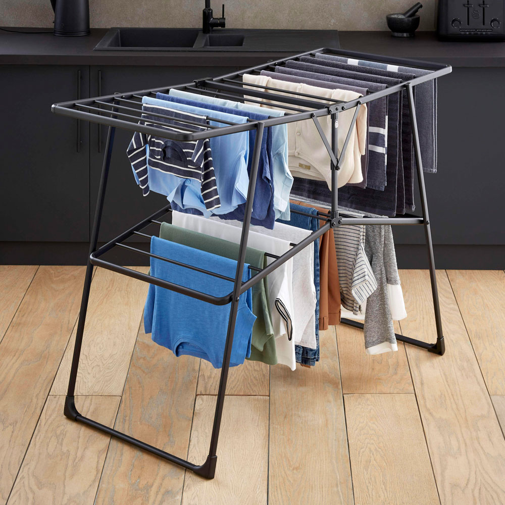 Swan Stealth Black Easy-Close Collapsible Clothes Airer 25m Image 2