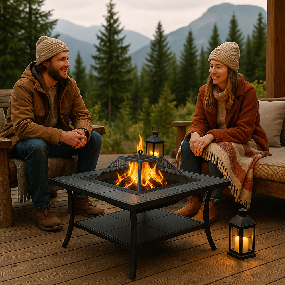 Centurion Supports Shango Black and Ceramic Fire Pit Table Image 2