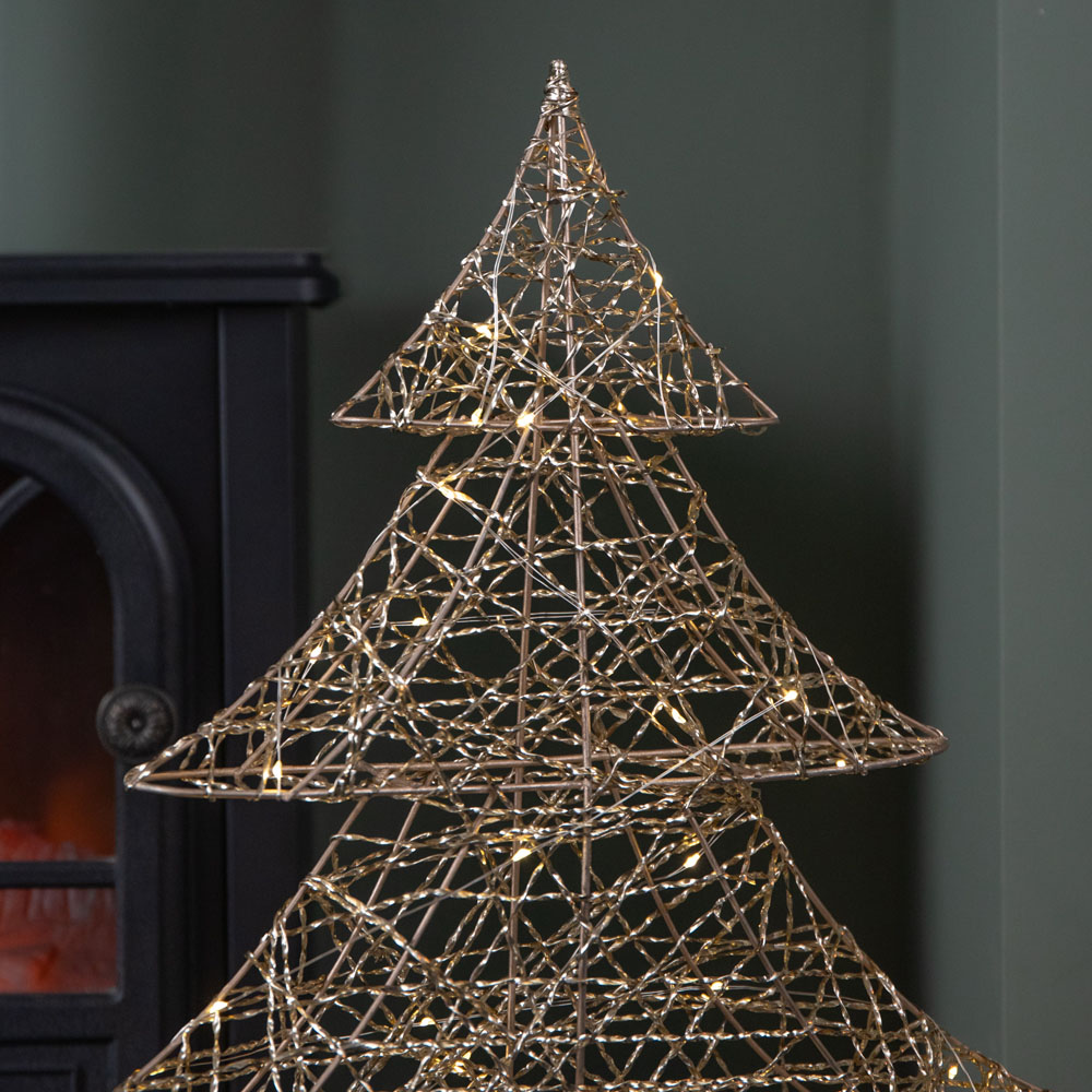 Samuel Alexander 30 Warm White LED Battery Operated Light-Up Gold Weave Christmas Tree 60cm Image 3