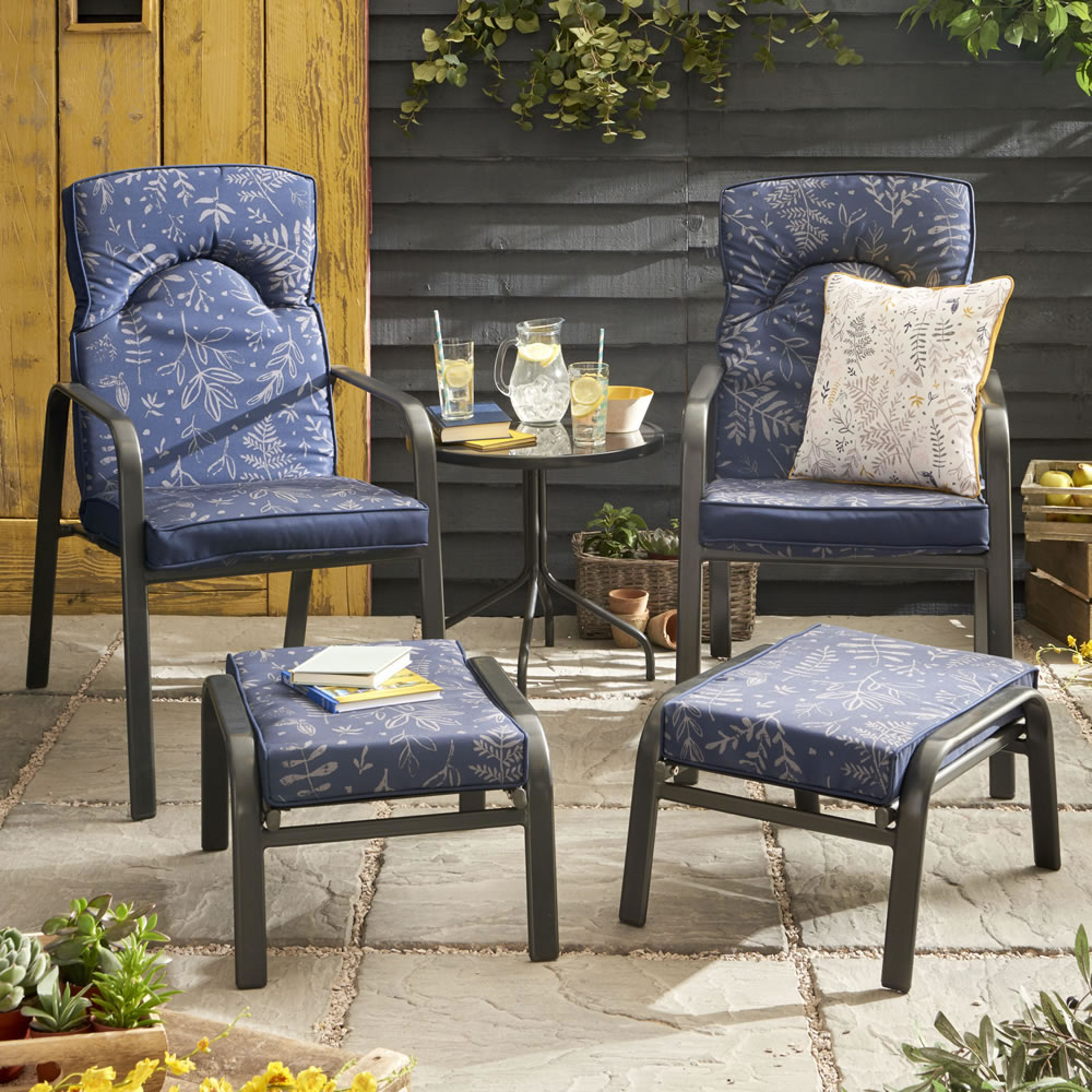Wilko Venice Padded Two Seat Garden Set With Footstools Image 1