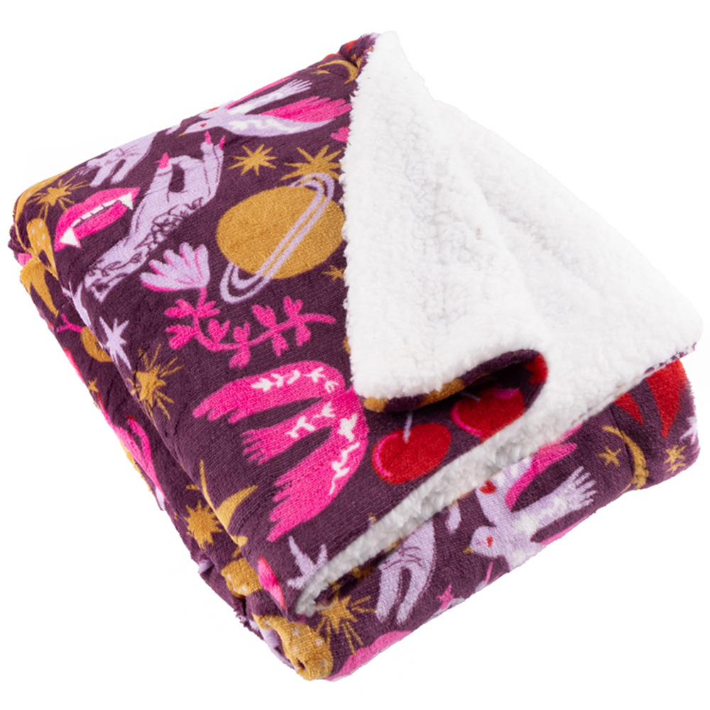 Furn Enchanted Printed Pink Sherpa Fleece Throw 130 x 180cm Image 3