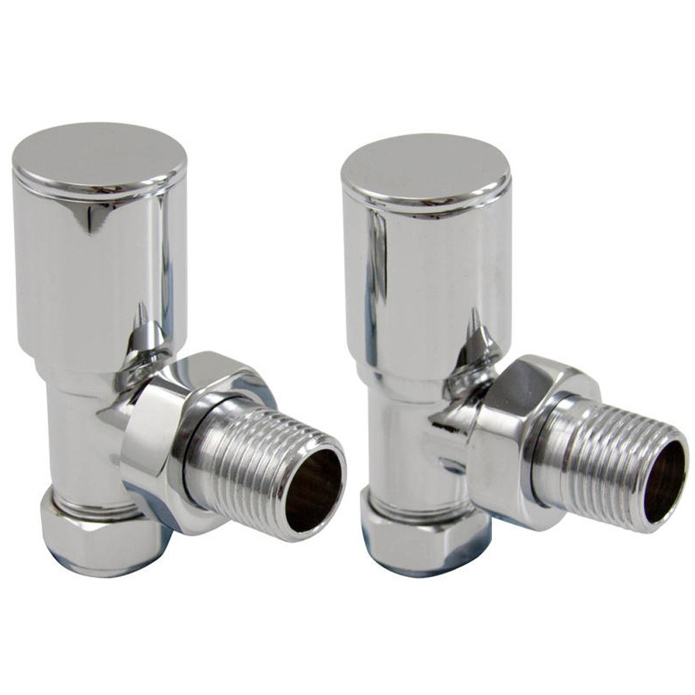 Towelrads Chrome Round Angled Valve 15mm x 1/2inch 2 Pack Image 1