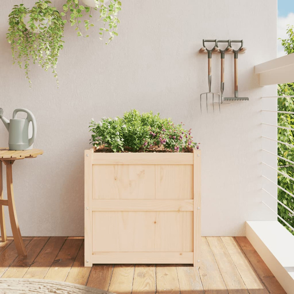 vidaXL Natural Solid Pine Wood Garden Planter 60 x 60 x 60cm Image 2