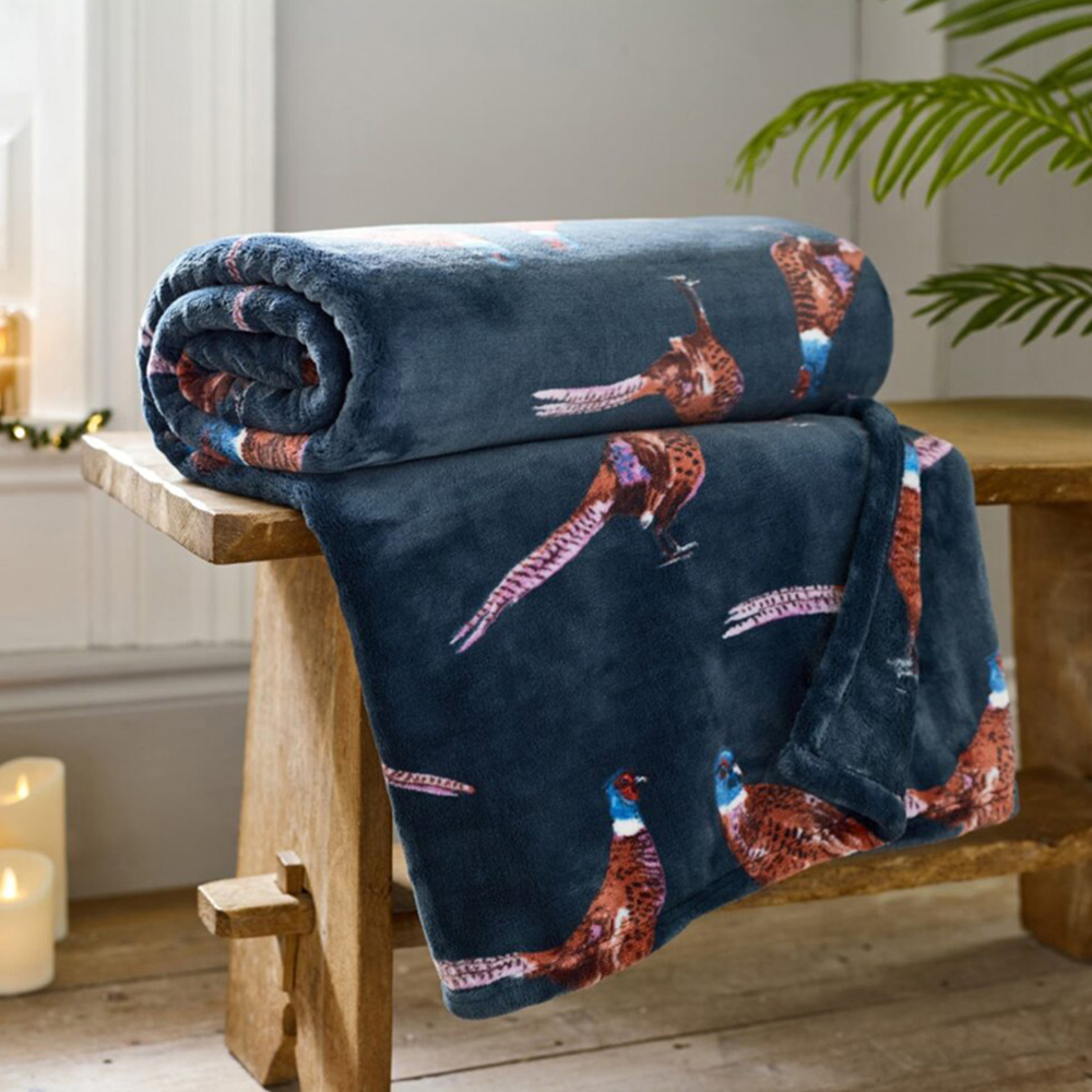 Deyongs Pheasant Navy Throw 140 x 180cm Image 2