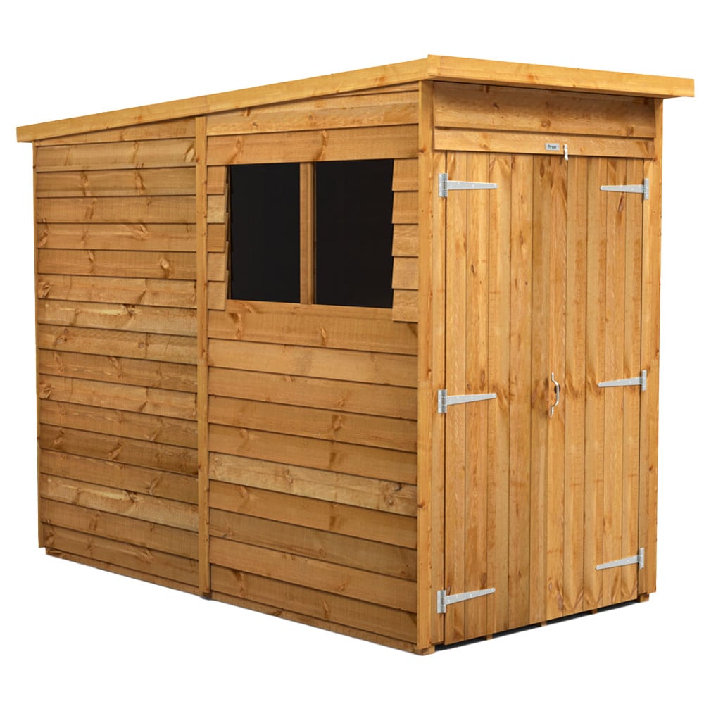 Power 4 x 8ft Overlap Pent Double Door Shed Image 1