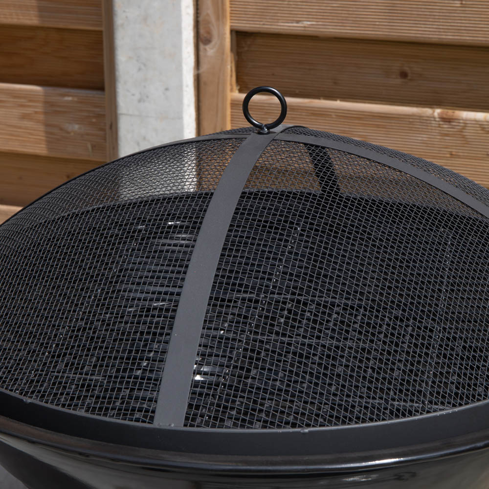 Samuel Alexander Black Steel Outdoor Lustre Enamelled Fire Pit with Fire Poker 52cm Image 4
