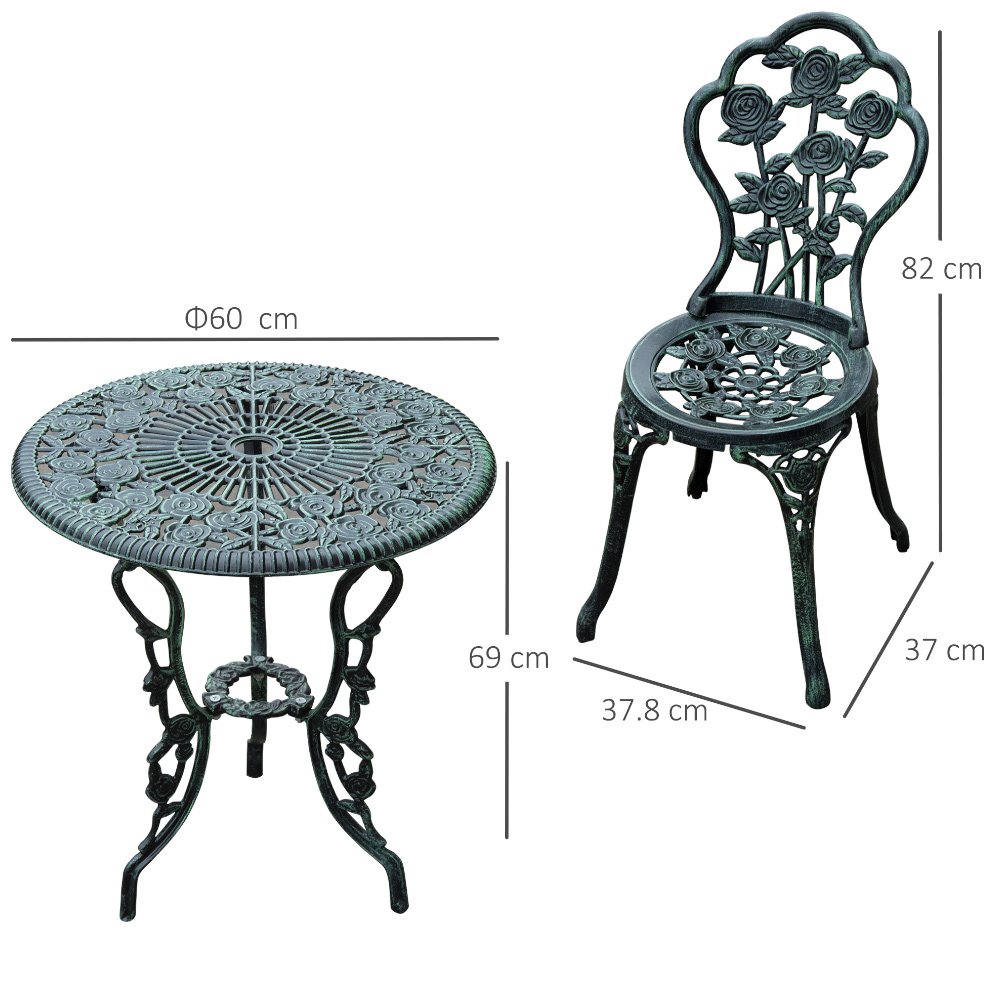 Outsunny Cast Aluminium Table Chair Set Image 6