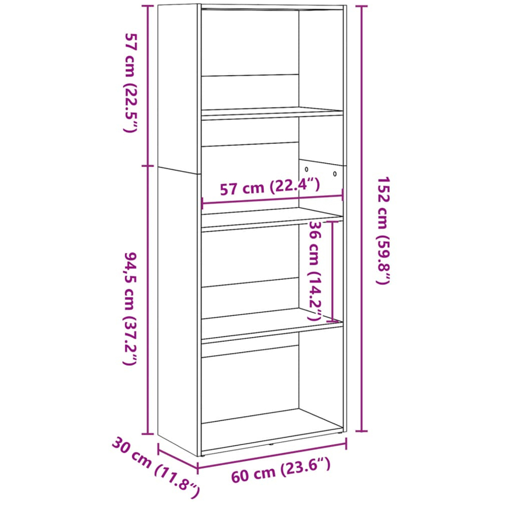 vidaXL 4 Shelf White Bookcase Image 9
