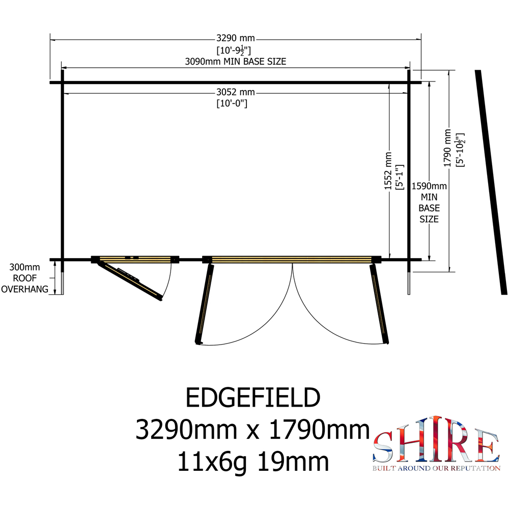 Shire Edgefield 11 x 6ft Apex Garden Log Cabin Image 7
