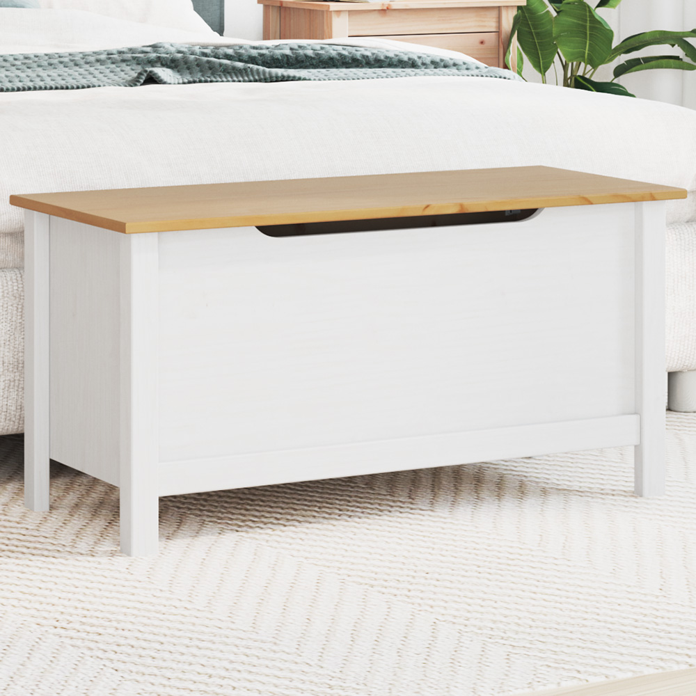 vidaXL White and Honey Brown Storage Box with Lift Top Lid Image 1