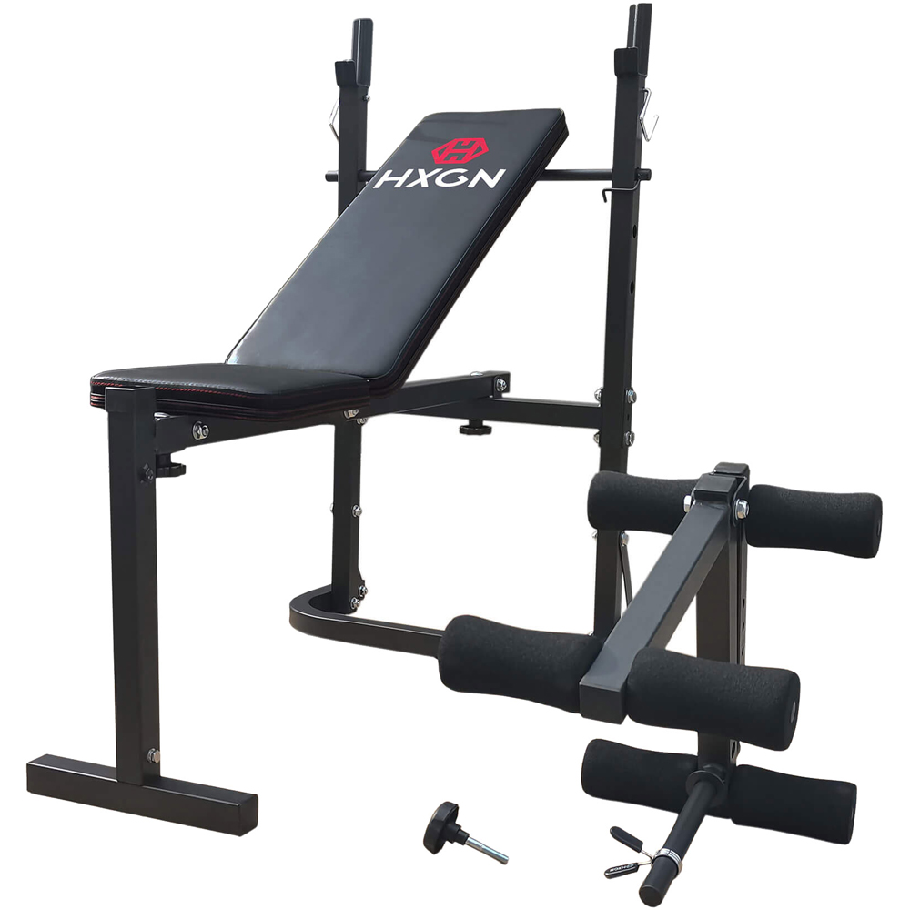 HXGN Black Barbell Bench with Leg Developer Image 6