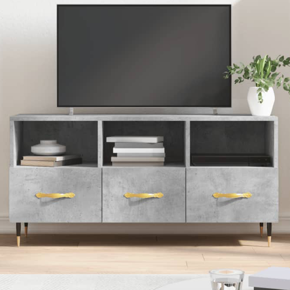 vidaXL 3 Drawer 3 Shelf Concrete Grey TV Cabinet Image 1