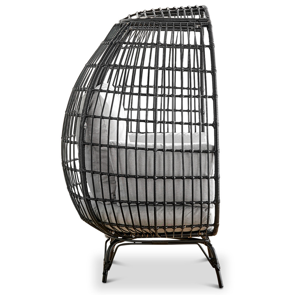 Furniture Box Veza Black Rattan Outdoor Egg Chair with Cushions Image 3