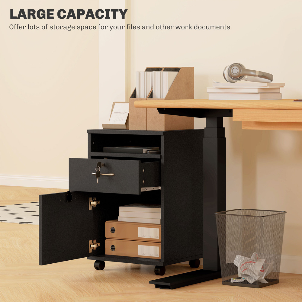 HOMCOM 2 Drawer Single Shelf Black Filing Cabinet Image 4