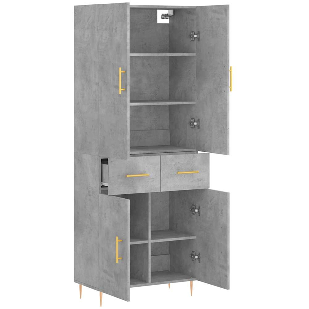 vidaXL 4 Door 2 Drawer Concrete Grey Highboard Image 4