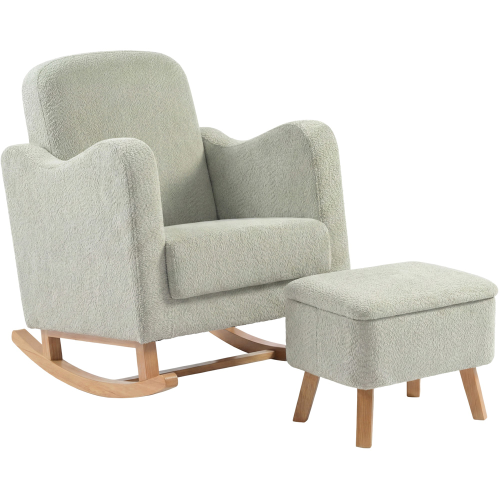 Bebe & Beyond Soother Sage Boucle Nursing Chair and Stool Image 2