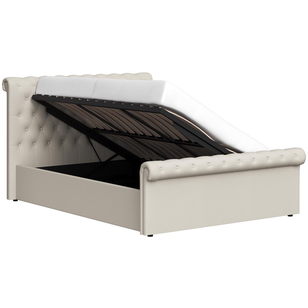 FWStyle Abbey Double Cream Almond Side Lift Ottoman Bed Frame with Scroll Buttoned Headboard Image 5