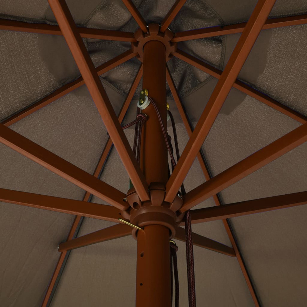 vidaXL Taupe Garden Parasol with Wooden Pole 3.3m Image 3