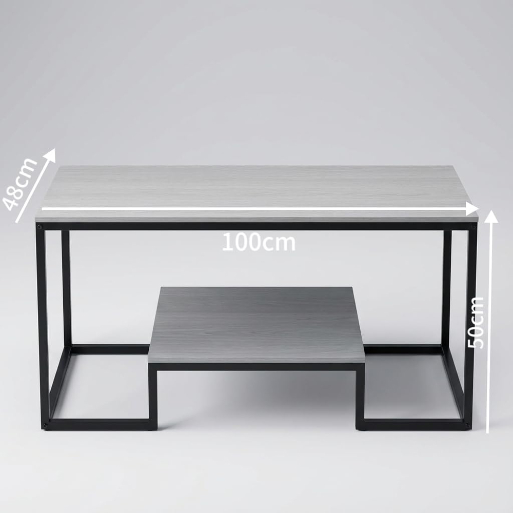 Alivio Single Shelf Grey Modern Industrial Coffee Table Image 7