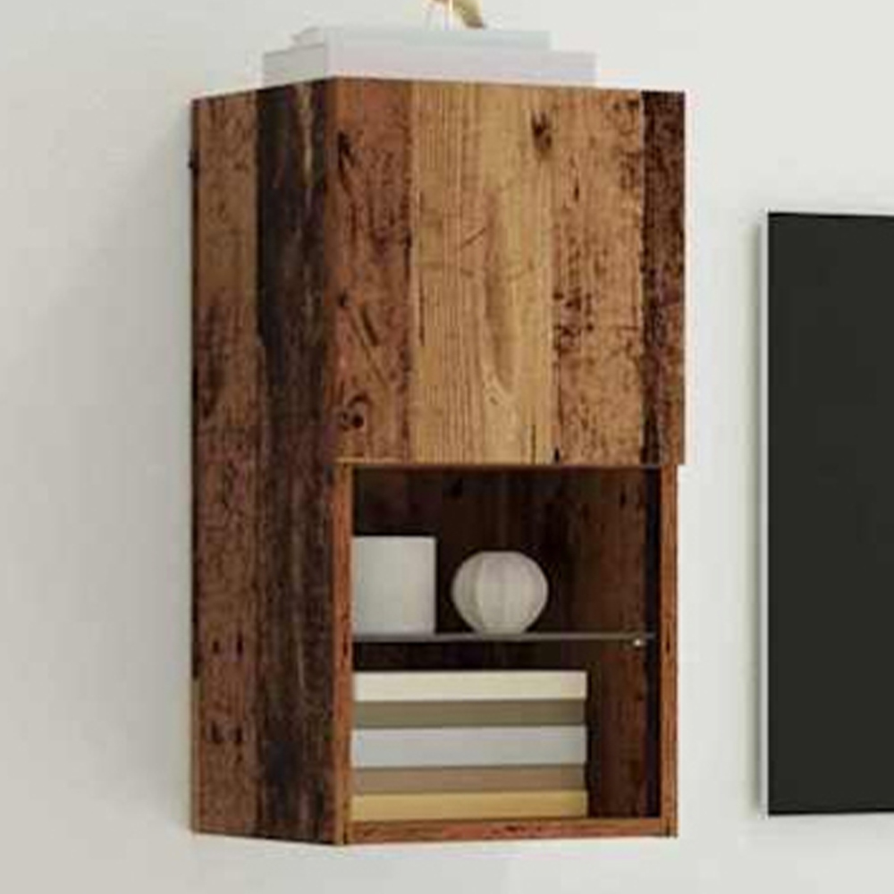 vidaXL Single Door 2 Shelf Old Wood Wall Mounted LED TV Unit Image 1